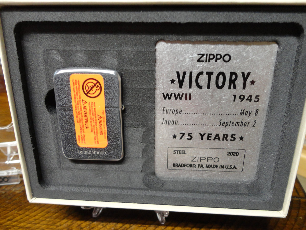 75th Anniversary VE VJ Day Victory WWII Steel Zippo Lighter Limited Edition